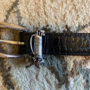 Sale! Vintage Brighton Golfer charm Black Leather Belt